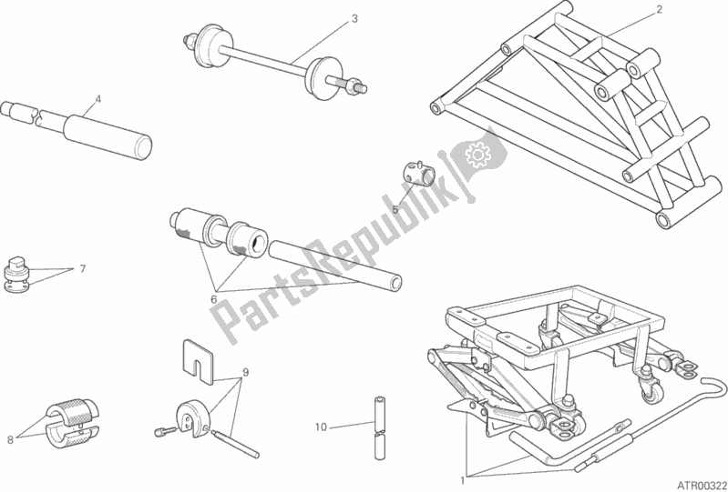 Alle onderdelen voor de Werkplaats Service Tools, Frame van de Ducati Monster 821 Stripes 2016